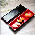 Japanese bento box Black and Red Japanese Style Bento Tray For Sushi Serving - 2 Compartments – 35 cm x 12 cm x 4.5 cm - 4