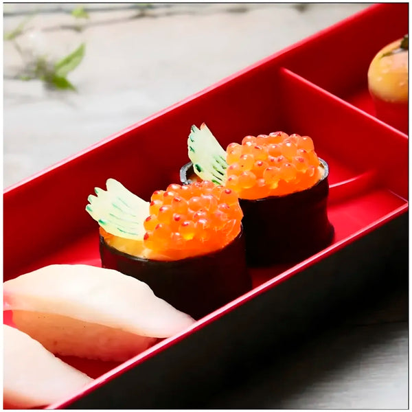 Japanese bento box Black and Red Japanese Style Bento Tray For Sushi Serving - 2 Compartments – 35 cm x 12 cm x 4.5 cm - 6