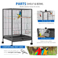 30 inch Sturdy Large Bird metal Cage for Parakeets Cockatiels Parrot Sun Conure Green-Cheeked Parakeet Lovebird Canary Finch Lovebird Pigeons Parrot with Rolling Stand (Black, Large) - 2