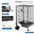 30 inch Sturdy Large Bird metal Cage for Parakeets Cockatiels Parrot Sun Conure Green-Cheeked Parakeet Lovebird Canary Finch Lovebird Pigeons Parrot with Rolling Stand (Black, Large) - 3