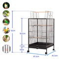 30 inch Sturdy Large Bird metal Cage for Parakeets Cockatiels Parrot Sun Conure Green-Cheeked Parakeet Lovebird Canary Finch Lovebird Pigeons Parrot with Rolling Stand (Black, Large) - 4