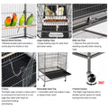 30 inch Sturdy Large Bird metal Cage for Parakeets Cockatiels Parrot Sun Conure Green-Cheeked Parakeet Lovebird Canary Finch Lovebird Pigeons Parrot with Rolling Stand (Black, Large) - 6