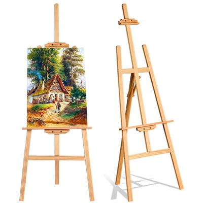 6 ft (182cm) Wooden Easel Canvas Holder Display Adjustable Stand Artist for Painting, Display and Advertisements Showroom Display, Drawing White Board (Wood)