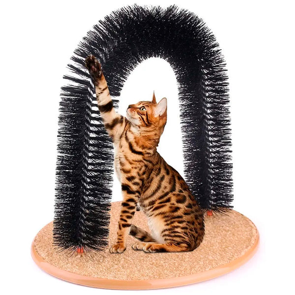 Cat Arch Self Groomer Massager Groom Toy Dog Brushes Pet Puppy Cat Scratcher Toys Fur Grooming Cat Toy Brush Controls Shedding with Scratch Pad and Catnip Interactive Kitten Toys 12 Inches - 5