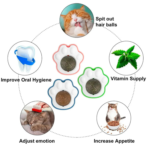 Catnip Wall Toy, Rotatable Catnip Lick able Balls, Safe Healthy Kitten Chew Toys, Teeth Cleaning Cat Bite Toy, Cat Wall Treats, 1 PC - 2