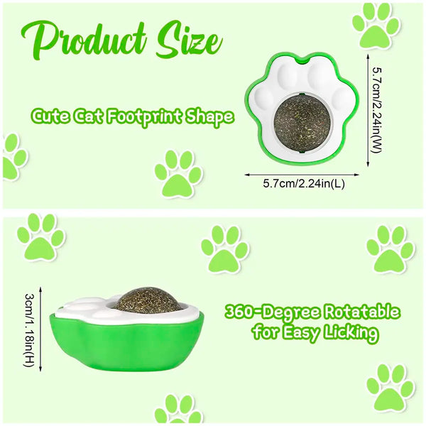 Catnip Wall Toy, Rotatable Catnip Lick able Balls, Safe Healthy Kitten Chew Toys, Teeth Cleaning Cat Bite Toy, Cat Wall Treats, 1 PC - 3