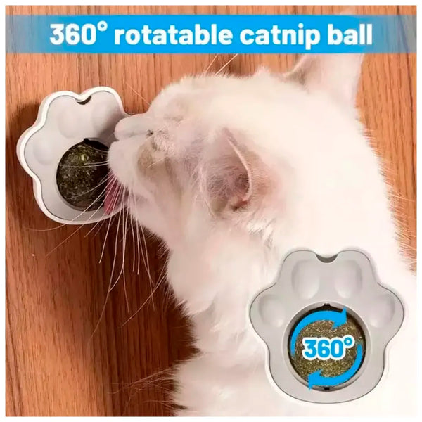 Catnip Wall Toy, Rotatable Catnip Lick able Balls, Safe Healthy Kitten Chew Toys, Teeth Cleaning Cat Bite Toy, Cat Wall Treats, 1 PC - 5