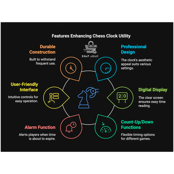 VINJOE Chess Clock Digital Chess Timer Professional for Board Games,Portable Digital Chess Clock & Game Timer with Basic,Bonus,Delay and Positive Time Features Best Gifts for Christmas(Without Battery - 5