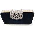 ELEGANT BLACK PREMIUM EVENING CLUTCH BAG WITH ADJUSTABLE SHOULDER CHAIN, SNAP CLOSURE & SMOOTH INNER SATIN - 2