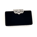 ELEGANT BLACK PREMIUM EVENING CLUTCH BAG WITH ADJUSTABLE SHOULDER CHAIN, SNAP CLOSURE & SMOOTH INNER SATIN - 4