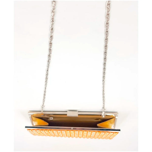 Gold Clutch Bag With Pearls Design - 5