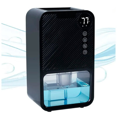 Electric Dehumidifier For Rooms And Offices, 1100ML Tank With LCD Display And 7 Ambient Lights, Auto Shut Off Dehumidifier Black - 22.5cm x 15cm x 11cm