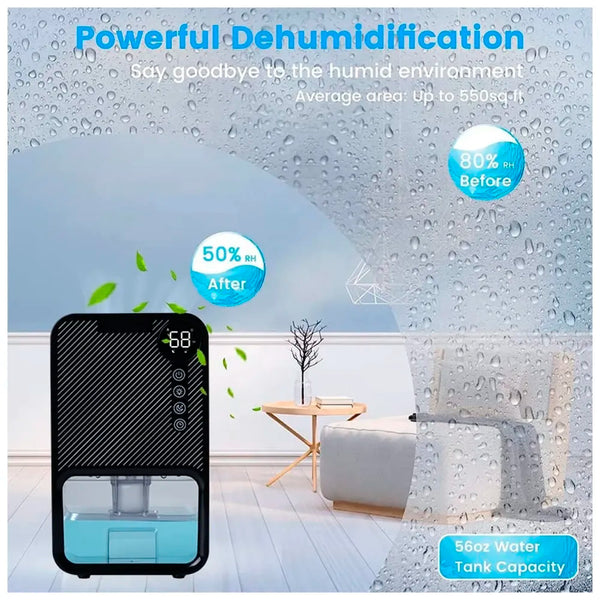 cjc Dehumidifiers for bedroom 40 OZ Water Tank with Digital display Auto-Off, Portable Small Dehumidifier for Room,Bathroom,RV,Basement, Closet 500 sq.ft,7 Colors LED Light (Black) - 4