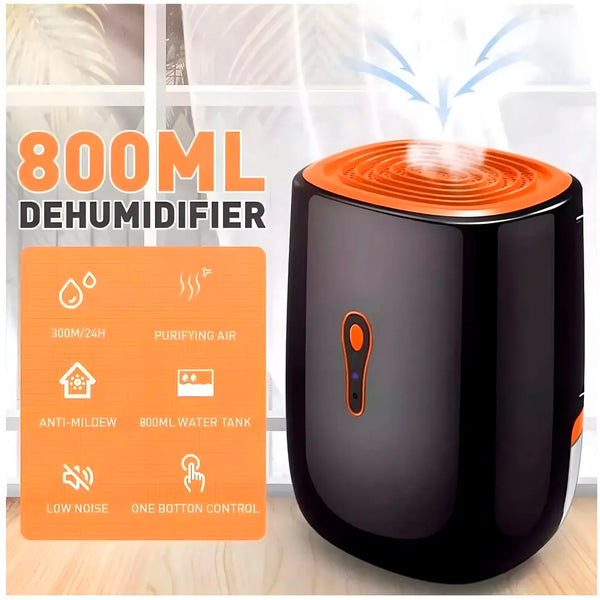 Quiet and Portable Dehumidifier for Home and Bathroom, Moisture Absorbing with Automatic Shut-Off, Tank 800 ml, Energy Saving, Ideal for Mold and Moisture - 2