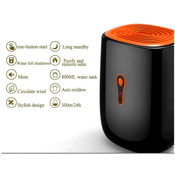 Quiet and Portable Dehumidifier for Home and Bathroom, Moisture Absorbing with Automatic Shut-Off, Tank 800 ml, Energy Saving, Ideal for Mold and Moisture - 5