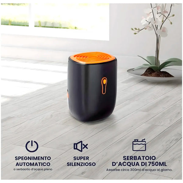 Quiet and Portable Dehumidifier for Home and Bathroom, Moisture Absorbing with Automatic Shut-Off, Tank 800 ml, Energy Saving, Ideal for Mold and Moisture - 8