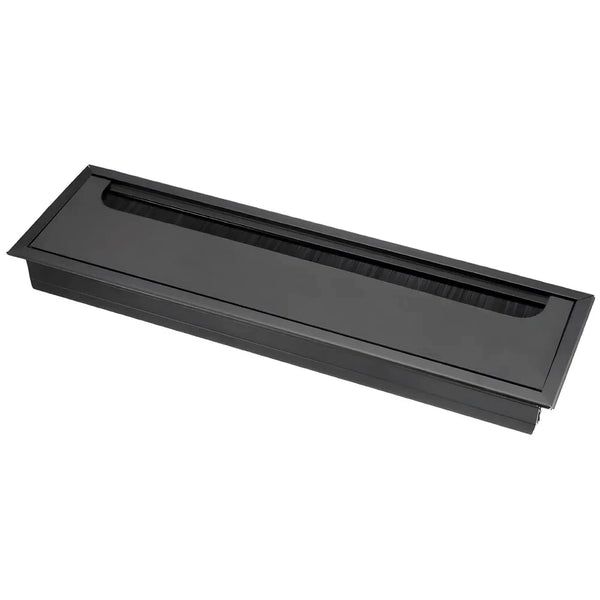 28 Cm Aluminum Office Desk Wire Cable Hole Cover with Dust Proof Brushes for Computers Work Rectangular Metal Organizer Stylish Desk Accessory Wire Manager Concealed. 280 mm x 80 mm Black