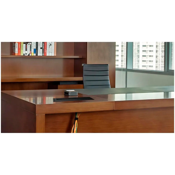 28 Cm Aluminum Office Desk Wire Cable Hole Cover with Dust Proof Brushes for Computers Work Rectangular Metal Organizer Stylish Desk Accessory Wire Manager Concealed. 280 mm x 80 mm Black - 7