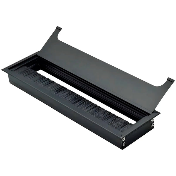 28 Cm Aluminum Office Desk Wire Cable Hole Cover with Dust Proof Brushes for Computers Work Rectangular Metal Organizer Stylish Desk Accessory Wire Manager Concealed. 280 mm x 80 mm Black - 8