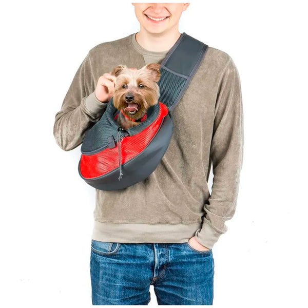 24x7 eMall® Pet Sling Carrier - Small Dog Cat Sling Pet Carrier Bag Safe Comfortable Adjustable Pouch Single Shoulder Carry Tote Handbag for Pets Upto 10 Kgs. (Red) 18 x10 Inch