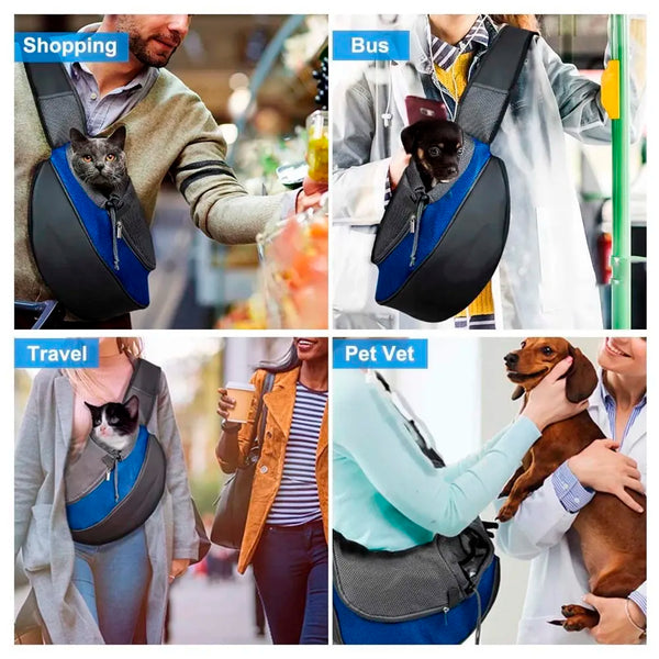 24x7 eMall® Pet Sling Carrier - Small Dog Cat Sling Pet Carrier Bag Safe Comfortable Adjustable Pouch Single Shoulder Carry Tote Handbag for Pets Upto 10 Kgs. (Blue) 18 x10 Inch - 3
