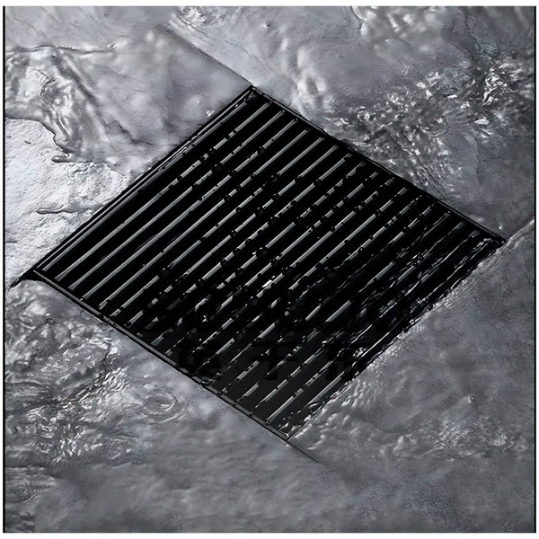 Black Floor Drain Jali 4 x 4 Inches Tile Insert Floor Drain, SS, Shower Drain Channel Tile Drain with Cockroach Trap Concealed Matt Black - 2