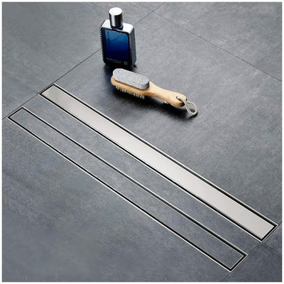 Silver Drain 24 x 4 Inches Tile Insert Floor Drain, 304 Stainless Steel Shower Drain Channel Waste Water Floor Drain for Concealed Tile Drain Channel Cockroach Trap 60 Cm (Side Hole)