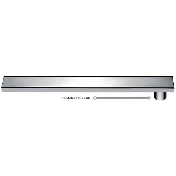 Silver Drain 24 x 4 Inches Tile Insert Floor Drain, 304 Stainless Steel Shower Drain Channel Waste Water Floor Drain for Concealed Tile Drain Channel Cockroach Trap 60 Cm (Side Hole) - 2