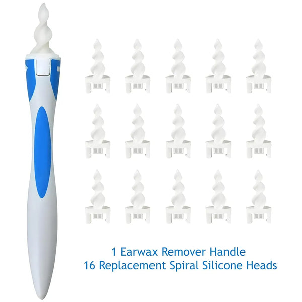 Ear Wax Removal Kit Tool, 16 Q-Grips Q tips Ear Wax Remover Reusable and Washable Replacement Soft Silicone Tips for Deep Cleaner Earwax, Ear Wax Removal Set - 8