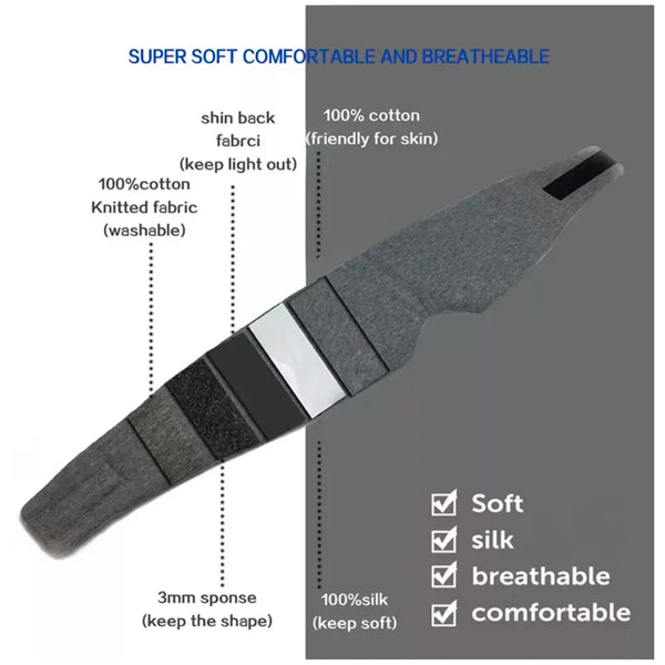 Cotton Sleep Mask Blackout Comfortable & Breathable Eye Mask for Sleeping Adjustable Blinder Blindfold Airplane Best Night Companion Eyeshade for Women Men Kid Grey - 2