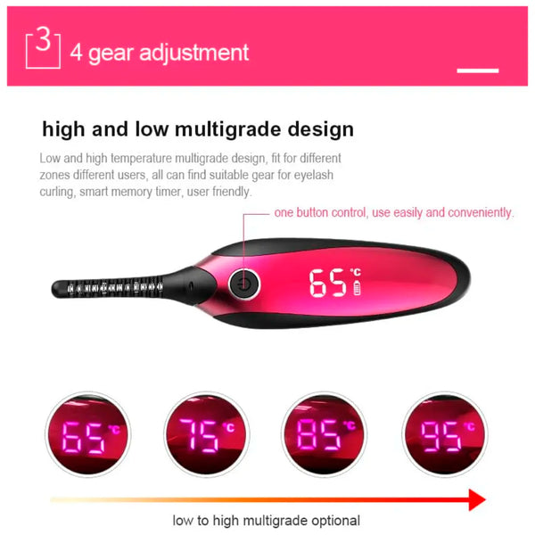 Automatic Heated Eyelash Curlers, Electric Eyelash Curler, LED Display 4 Temperature Settings, 48Hrs Long Lasting Lash Curler - 5