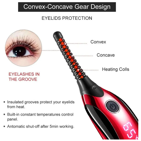 Automatic Heated Eyelash Curlers, Electric Eyelash Curler, LED Display 4 Temperature Settings, 48Hrs Long Lasting Lash Curler - 7