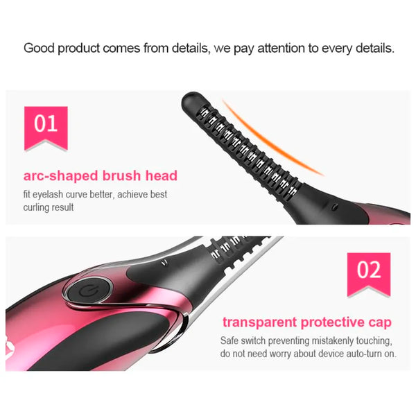 Automatic Heated Eyelash Curlers, Electric Eyelash Curler, LED Display 4 Temperature Settings, 48Hrs Long Lasting Lash Curler - 8