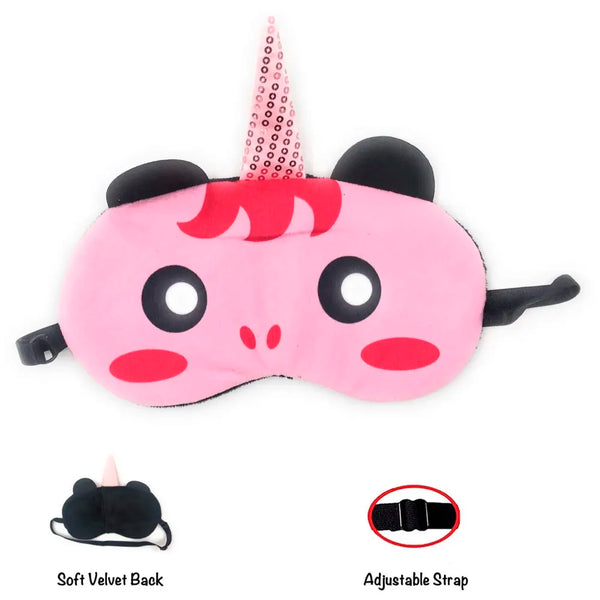 Cute Animals Eye Shade Cartoon Eyes Cover Sleeping Travel Complete black-out Design, snooze, slumber, hibernate ~ Super Soft & Comfortable For Proper Sleep With Adjustable Strap (Unicorn) - 2