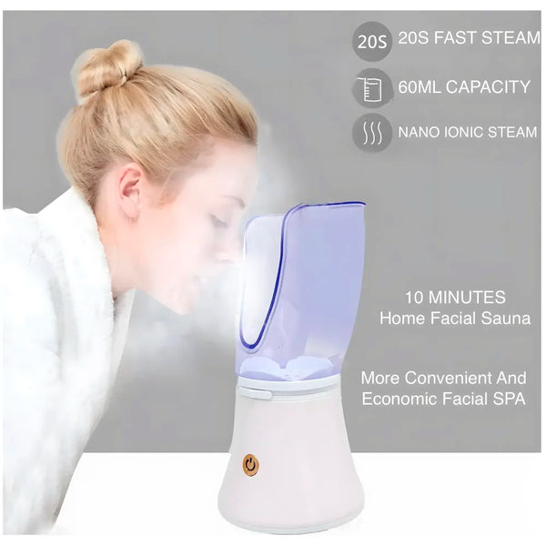 2 in 1 Facial Steamer Beauty Cosmetic Ionic Face Steamer for Home Facial, Warm Mist Humidifier Atomizer for Face Sauna Spa Sinuses Moisturizing, Unclogs Pores - 3