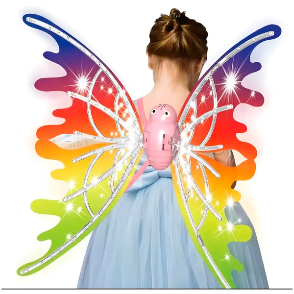 Fairy Wings for Girls, Automatic Light Up Moving Butterfly Wings with LED Lights and Music, Toy for Kids as Halloween Birthday Party Costume Princess Cosplay Dress Up Gift.