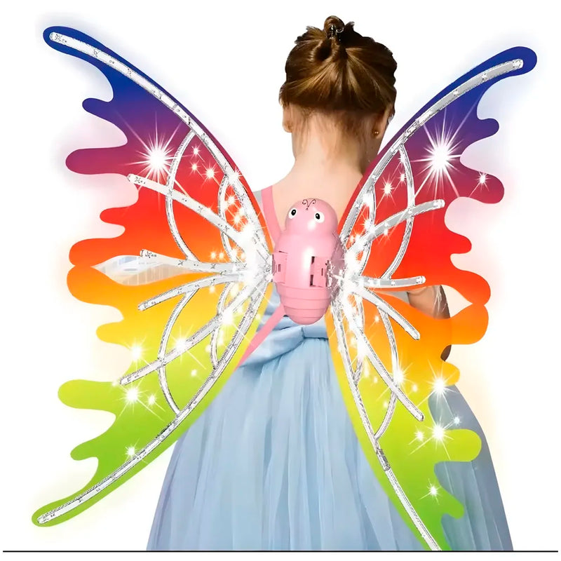 Fairy Wings for Girls, Automatic Light Up Moving Butterfly Wings with LED Lights and Music, Toy for Kids as Halloween Birthday Party Costume Princess Cosplay Dress Up Gift.