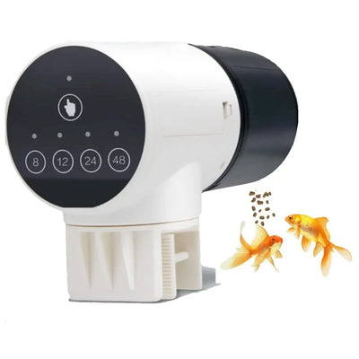 4 Way Automatic Fish Feeder, Food Dispenser, 200ML Large Capacity Timer Plastic Feeder For Aquarium Fish Tank Auto Feeding, 4 Settings.