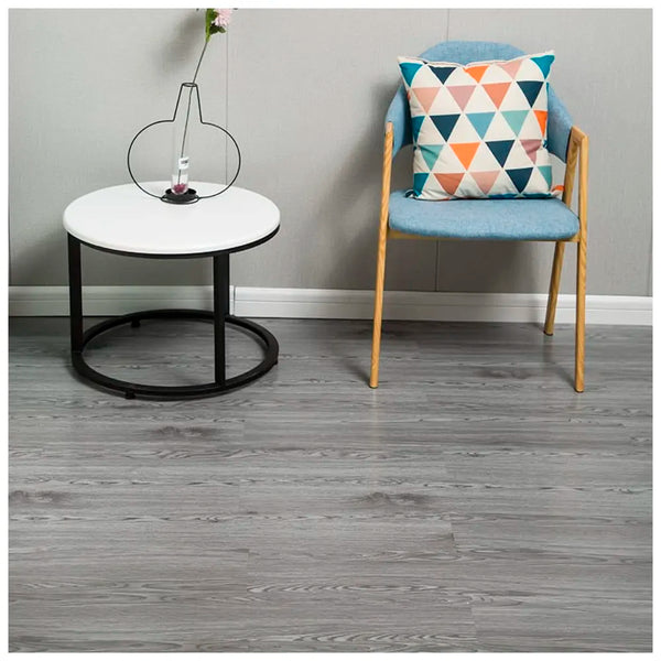 Light Grey PVC Wood Floor Planks Flooring Tiles With Self Adhesive Peel & Stick Wooden Design 18 Planks 27 Square feet Light grey Oak Wood Colour - 4
