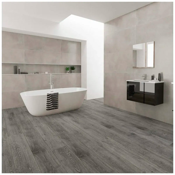 Light Grey PVC Wood Floor Planks Flooring Tiles With Self Adhesive Peel & Stick Wooden Design 18 Planks 27 Square feet Light grey Oak Wood Colour - 5