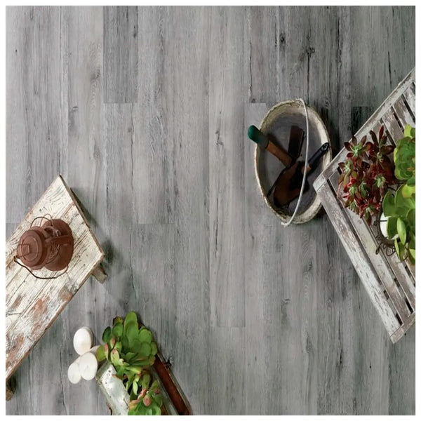Light Grey PVC Wood Floor Planks Flooring Tiles With Self Adhesive Peel & Stick Wooden Design 18 Planks 27 Square feet Light grey Oak Wood Colour - 8