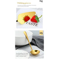 Large Gold Stainless Steel Serving Cutlery Set 5 Piece Non-Stick Golden Serve Set 1 Soup Ladle (Karchi) 2 Big Spoons (Chamcha) 1 Tong (Roti Picker) 1 Slicer (Cakes and Desserts). - 8