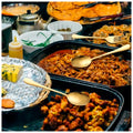 Large Gold Stainless Steel Serving Cutlery Set 5 Piece Non-Stick Golden Serve Set 1 Soup Ladle (Karchi) 2 Big Spoons (Chamcha) 1 Tong (Roti Picker) 1 Slicer (Cakes and Desserts). - 9