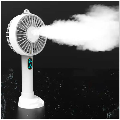 Hand mist fan water fan Handheld Spray Fan With Water Misting Desk Fan with 3 Speeds & 55 ML Portable Water Tank With LED Light And Stand Mobile Holder – 21 Cm x 10 Cm