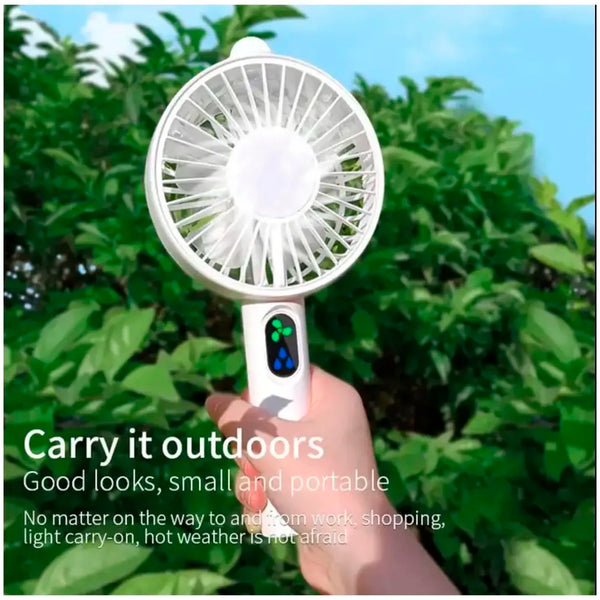 Hand mist fan water fan Handheld Spray Fan With Water Misting Desk Fan with 3 Speeds & 55 ML Portable Water Tank With LED Light And Stand Mobile Holder – 21 Cm x 10 Cm - 2