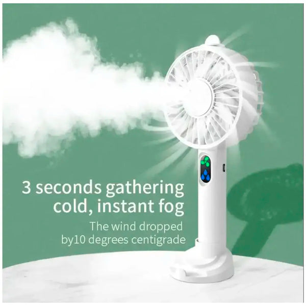 Hand mist fan water fan Handheld Spray Fan With Water Misting Desk Fan with 3 Speeds & 55 ML Portable Water Tank With LED Light And Stand Mobile Holder – 21 Cm x 10 Cm - 6