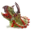 Triceratops Dinosaur Hand Puppet Brown Toys, Soft Rubber Realistic Raptor Dinosaur Head - 2