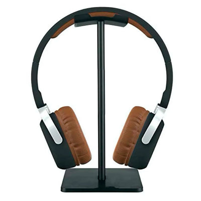 Headphone Stand Headset Holder Earphone Stand with Aluminum Supporting Bar Flexible Headrest ABS Solid Base for All Headphones Size (Headphone Not Included) (Square Black)
