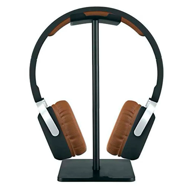 Headphone Stand Headset Holder Earphone Stand with Aluminum Supporting Bar Flexible Headrest ABS Solid Base for All Headphones Size (Headphone Not Included) (Square Black)