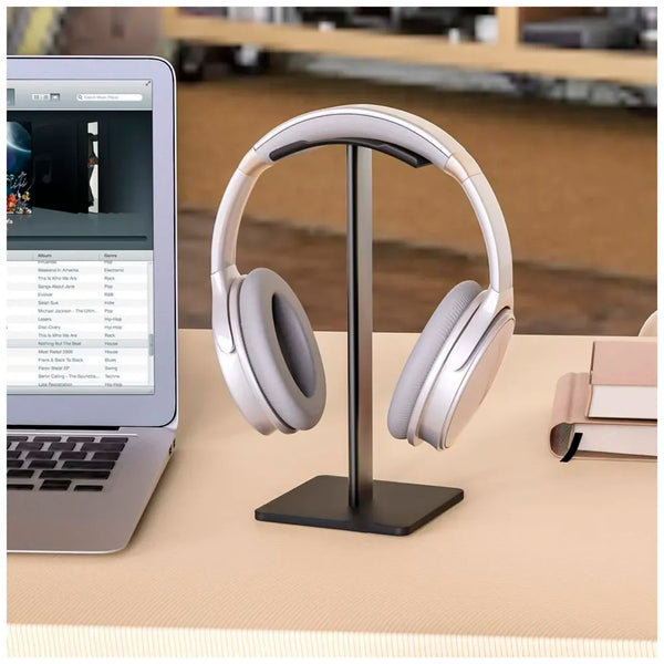 Headphone Stand Headset Holder Earphone Stand with Aluminum Supporting Bar Flexible Headrest ABS Solid Base for All Headphones Size (Headphone Not Included) (Square Black) - 5